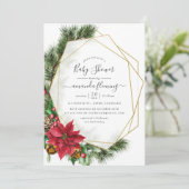 Aquarell Weihnachtsdusche Geometric Baby Einladung (Stehend Vorderseite)