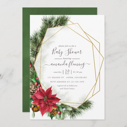 Aquarell Weihnachtsdusche Geometric Baby Einladung (Vorne/Hinten)