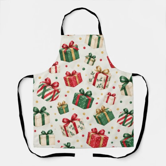 Aquarell-Weihnachtsgeschenkbox-Muster Schürze (Vorderseite)
