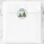 Aquarell-Weihnachtsgeschenke Runder Aufkleber (Tasche)