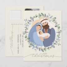 Aquarell-Weihnachtsgeschichte Baby Jesus in der Kr