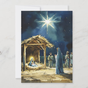 Aquarell Weihnachtsgeschichte   Leere Innenseite Feiertagskarte