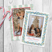 Aquarell-Weihnachtsgirlande und Zuckerstangen-Foto