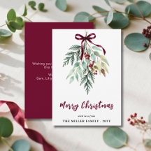 Aquarell-Weihnachtsgrün Burgunderband