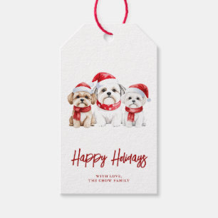 Aquarell-Weihnachtshunde Geschenkanhänger