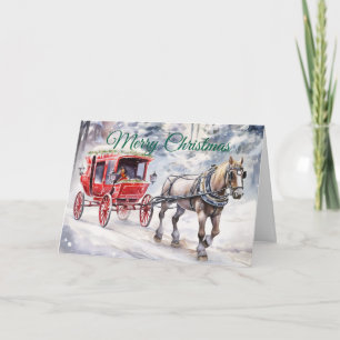 Aquarell-Weihnachtskarosse Feiertagskarte