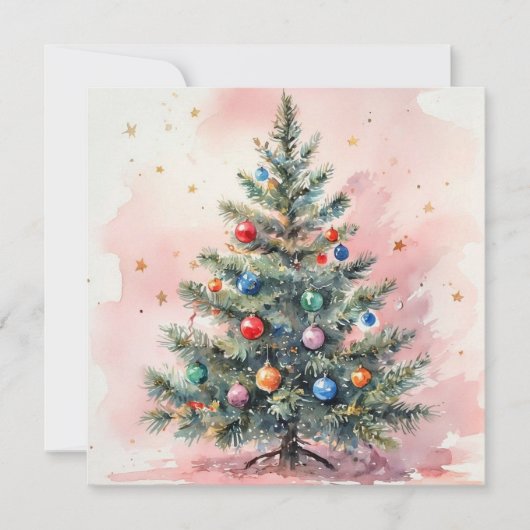 Aquarell-Weihnachtskarte. Feiertagskarte (Vorderseite)