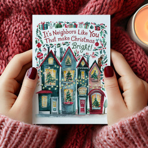 Aquarell-Weihnachtskarte für Nachbarn Feiertagskarte