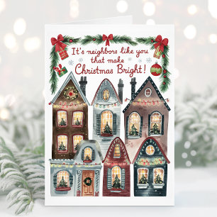 Aquarell-Weihnachtskarte für Nachbarn Feiertagskarte