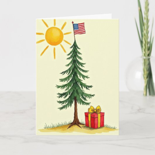 Aquarell-Weihnachtskarte mit Baum Karte (Vorderseite)