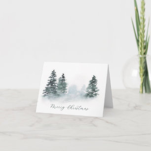 Aquarell-Weihnachtskarte mit Immergrün Feiertagskarte