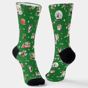 Aquarell-Weihnachtskatzen Whimisical Socken