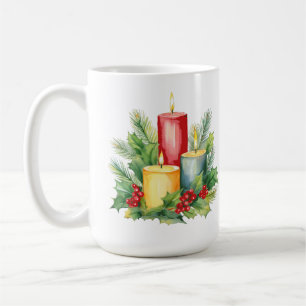 Aquarell-Weihnachtskerzen-Arrangement Kaffeetasse