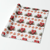 Aquarell-Weihnachtskerzen Geschenkpapier (Ungerollt)