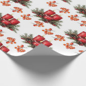 Aquarell-Weihnachtskerzen Geschenkpapier (Ecke)