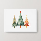 Aquarell-Weihnachtskiefern Button (Vorderseite)
