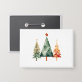 Aquarell-Weihnachtskiefern Button (Vorderseite/Rückseite)