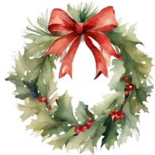 Aquarell-Weihnachtskranz Feiertagskarte