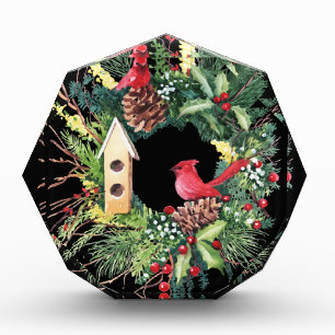 Aquarell-Weihnachtskranz-Fotoblock Fotoblock