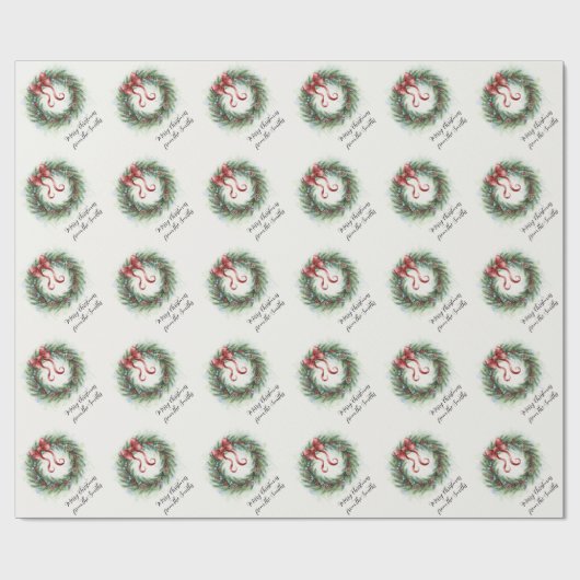 Aquarell-Weihnachtskranz Geschenkpapier (Flach)