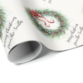 Aquarell-Weihnachtskranz Geschenkpapier (Rolleneckpunkt)