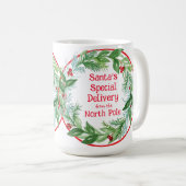 Aquarell-Weihnachtskranz Santa Nordpol Kaffeetasse (VorderseiteRechts)