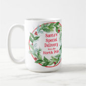 Aquarell-Weihnachtskranz Santa Nordpol Kaffeetasse (Links)