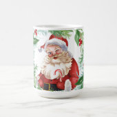 Aquarell-Weihnachtskranz Vintage-Santa Kaffeetasse (Mittel)