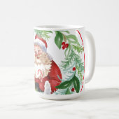 Aquarell-Weihnachtskranz Vintage-Santa Kaffeetasse (VorderseiteRechts)