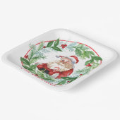 Aquarell-Weihnachtskranz Vintage-Santa Pappteller (Gewinkelt)