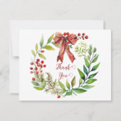 Aquarell-Weihnachtskränze Danke Feiertagskarte (Vorderseite)