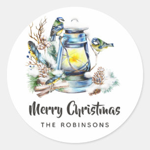 Aquarell-Weihnachtslaterne Runder Aufkleber