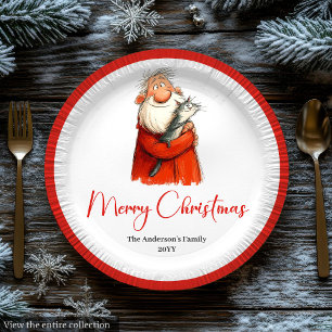 Aquarell-Weihnachtsmann Lustige benutzerdefinierte Pappteller