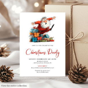 Aquarell-Weihnachtsmann Skurril Lustige Feiertags- Einladung