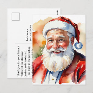 Aquarell Weihnachtsmann Weihnachtsbild Postkarte