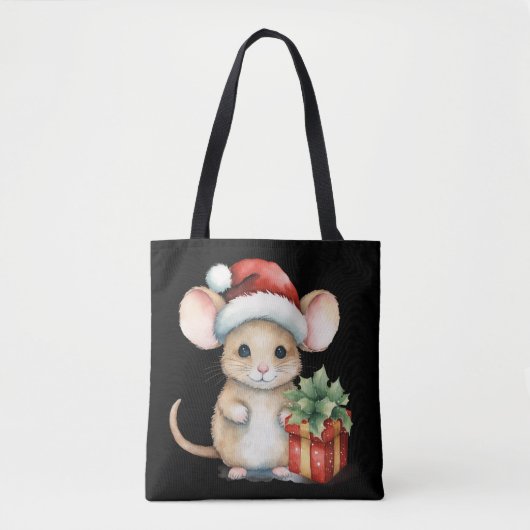 Aquarell-Weihnachtsmaus Tasche (Vorderseite)