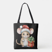 Aquarell-Weihnachtsmaus Tasche (Rückseite)