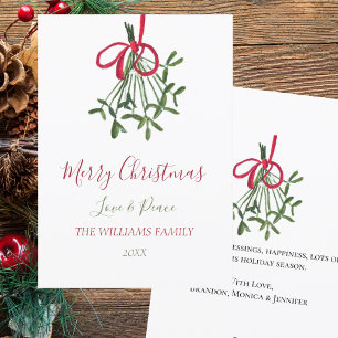 Aquarell-Weihnachtsmistelzweig Elegante Botanik Feiertagskarte