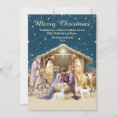 Aquarell-Weihnachtsnativität Feiertagskarte (Vorderseite)