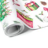 Aquarell-Weihnachtspapier Geschenkpapier (Rolleneckpunkt)
