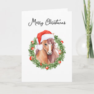 Aquarell-Weihnachtspferd mit individuellem Foto &  Feiertagskarte