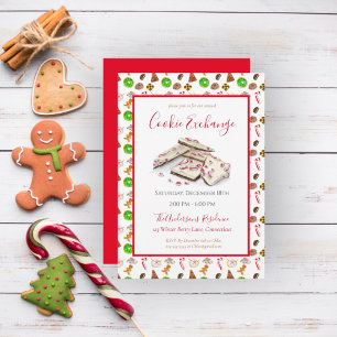 Aquarell-Weihnachtsplätzchen-Tausch-Einladung Einladung