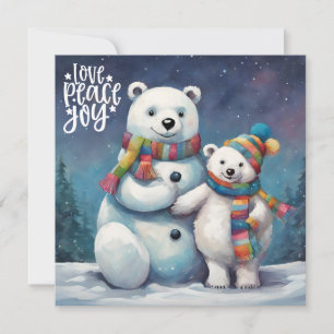 Aquarell-Weihnachtspolarbären Feiertagskarte
