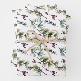 Aquarell-Weihnachtsstern-Muster Geschenkpapier Set