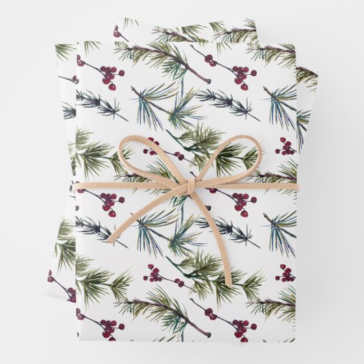 Aquarell-Weihnachtsstern-Muster Geschenkpapier Set (Beispiel)