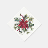 Aquarell-Weihnachtsstern-Muster  Serviette (Ecke)