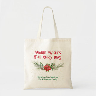 Aquarell-Weihnachtsstern-Stechpalmen-Sträußchen We Tragetasche