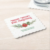 Aquarell-Weihnachtsstern-Stechpalmen-Sträußchen We Untersetzer (angewinkelt)
