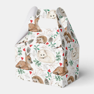 Aquarell-Weihnachtswaldtiere, Kiefernzapfen Geschenkschachtel