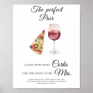 Aquarell-Wein-Brautjungfernparty Wie viele Korken Poster